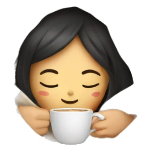 asian girl inside a blanket sipping coffee eyes closed sticker