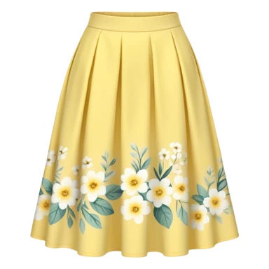A pastel yellow skirt with soft floral patterns, light and summery sticker