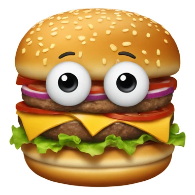 Burger with bulging eyes and a tongue sticking out sticker