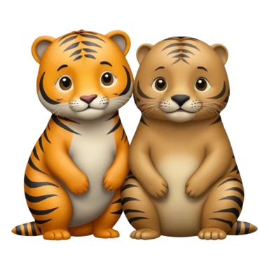 tiger and a little grey sea lion in love sticker