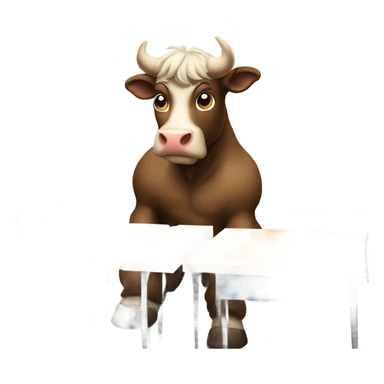 bull sitting in a classroom sticker