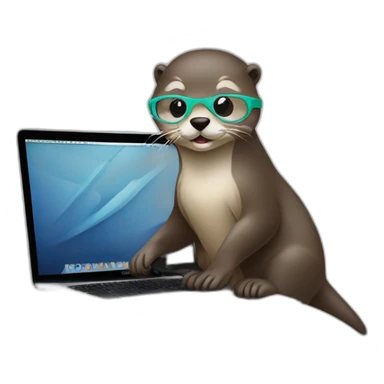 female vet otter with glasses use a macbook sticker