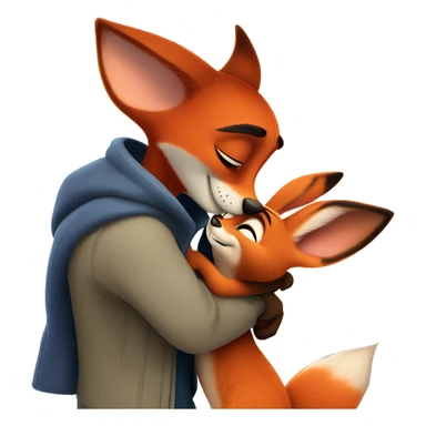 Nick Wilde the orange fox from Zootopia and Judy Hopps the grey bunny from Zootopia hugging each other sticker