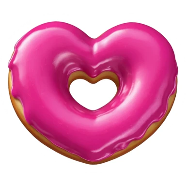 Realistic isolated heart shaped donut with Fuchsia color. sticker