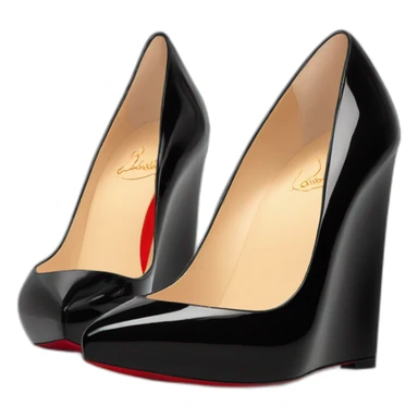 One WEDGE heel LOUBOUTIN black leather PATENT sticker
