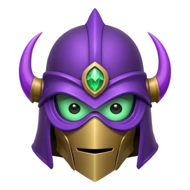 mystic knight with full face helmet and has he has purple and green eldricth powers sticker