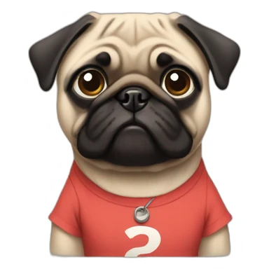 pug wearing a t-shirt sticker