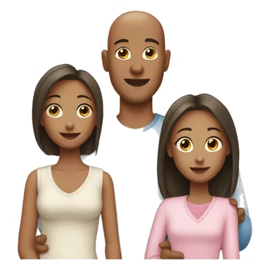 Bald Father Mother and two daughters sticker