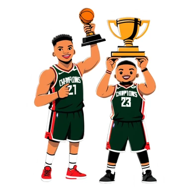 Giannis And Damian Lillard Winning an NBA Championship 2024 sticker