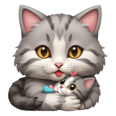 Kitten kissing mommy on the eye with affection and lots of cuteness sticker