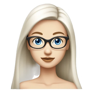 Femme vielle cheveux lisse long blanc lunette, blue eyes  sticker