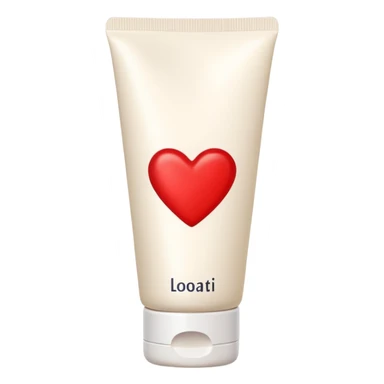 A white cream lotion paste tube with a red heart label on it sticker