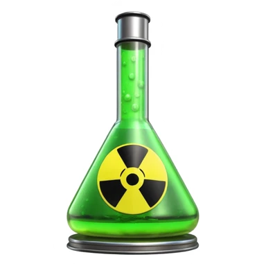 3D render of Reactor Rod, toxic waste aesthetic, neon green bubbling liquid, caution yellow metal, industrial warning texture. sticker