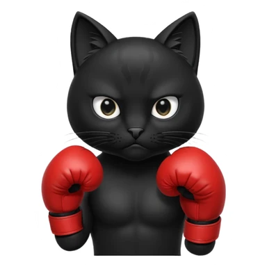 Black Cat with boxing gloves sticker