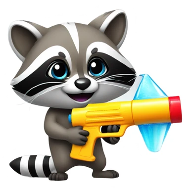 Raccoon with a water gun sticker