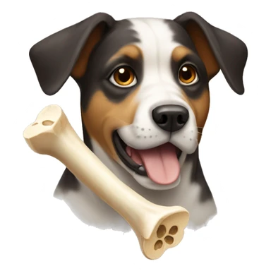 Dog with a bone in moth  sticker