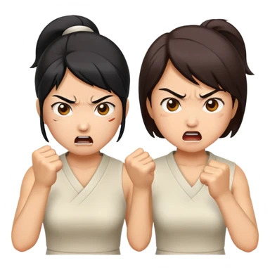 two asian women punching and attacking each other sticker
