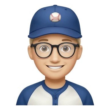 smiling face emoji, baseball hat, glasses sticker