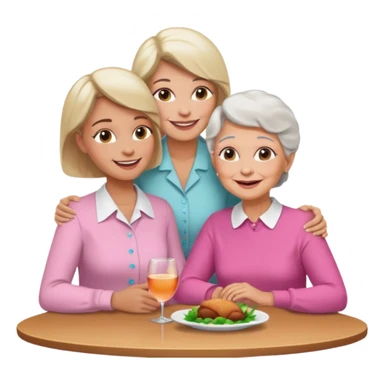 conversación dentro de un restaurant  dos personas y una de las persoans sea una abuela y el otro un adulto de 27 años sticker