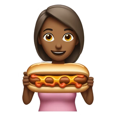 Woman eating hotdog sticker