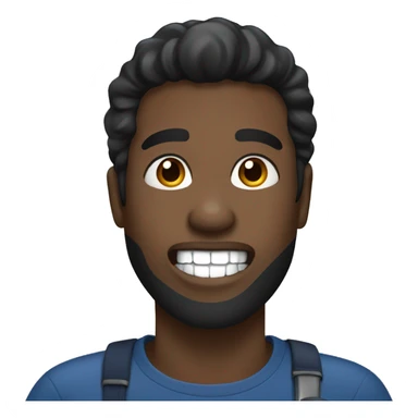 black guy with black hair wearing dark blue t-shirt brushing his teeth sticker