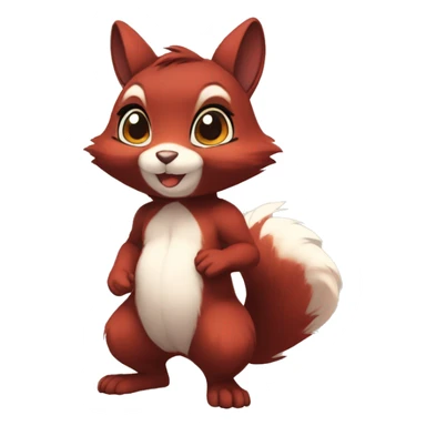 Cute, Chibi, Kemono-style, Anthro, Fur-Sona, Dark-Red, Squirrel-Rabbit-hybrid-Fakémon, full body sticker