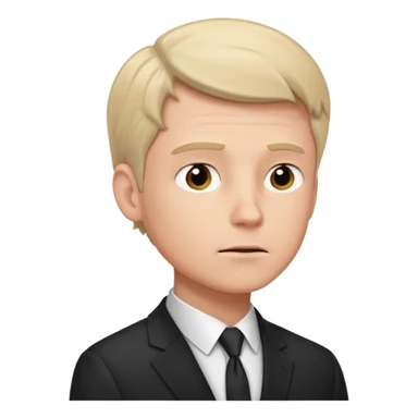 white man in formal suit thinking hard, looking up to left sticker