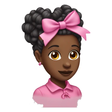 Black girl with pink bow in side curly ponytail  sticker