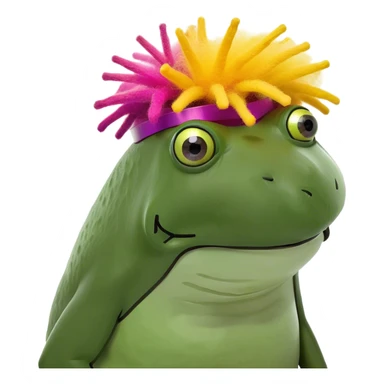 Dark skinned Bufo with an Afro sticker
