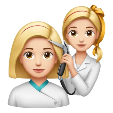 Coiffeur avec une tondeuse à cheveux et ruban à mètre au cou  sticker