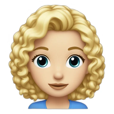 Fille blonde ,cheveux bouclé détaché et volumineux,teint blanc , yeux bleu sticker