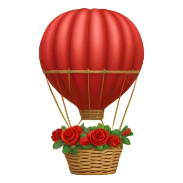 red hot air balloon and beige basket with roses sticker