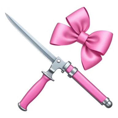 a knife with a pink ribbon bow sticker