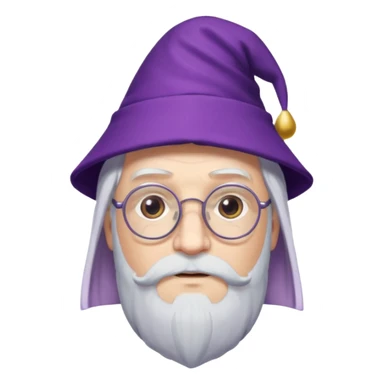 dumbledore white hair, wear glasses, purple magic hat sticker
