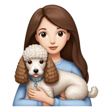 Long straight brown hair brown eyes beautiful women and white standard poodle you're holding sticker