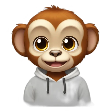 Redhead Monkey in white sweatshirt with black heart in paws  sticker