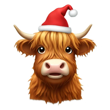 A highland cow with Christmas hat sticker