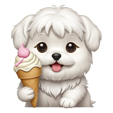Shitzu Maltese eating ice cream sticker
