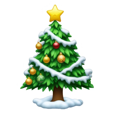 A Christmas tree with snow and decorations sticker