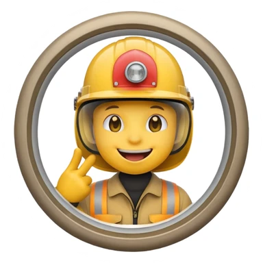 Yellow circle smile emoji wearing helmet licking a window sticker