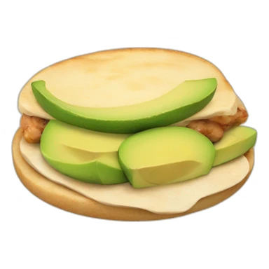 Arepa with avocado and chicken sticker