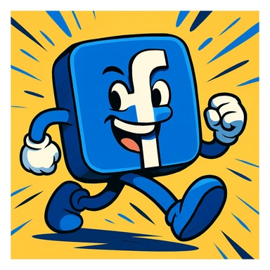 animated Facebook logo, vibrant, dynamic motion, modern style sticker