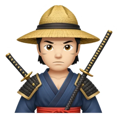 Samurais in Hat, Samurai with straw hat and sword sheath sticker