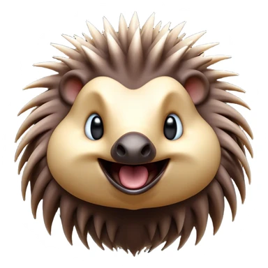 Cinematic Comical Echidna Portrait Emoji, Head tilted dramatically with an exaggeratedly amused expression, featuring a quirky, spiky fur with a scrunched-up face and wide, expressive eyes full of playful disbelief, Simplified yet hilariously expressive features, highly detailed, glowing with a slightly sassy glow, high shine, dramatic yet playful, stylized with an air of cheeky mischief, bright and endearing, soft glowing outline, capturing the essence of a spirited and over‐the‐top echidna, so meme‐worthy it feels like it could prick its way into internet fame instantly! sticker