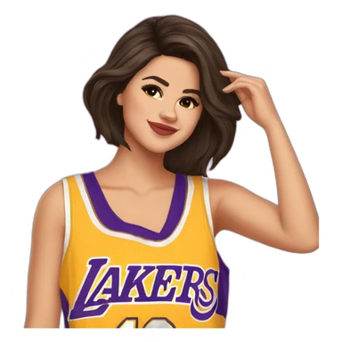 selena gomez wearing lakers jersey sticker