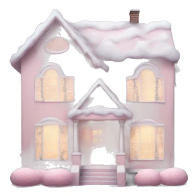 Pastel pink Christmas house realistic  sticker