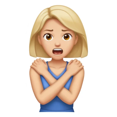 Women with crossed arms around neck screaming  sticker