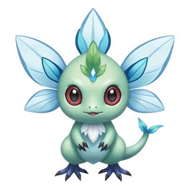 elemental icy floral ethereal glacial Axew-Rufflet-Brionne-Celebi-Pokémon-Fakémon-hybrid-creature sticker