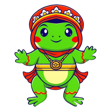 playful frog in a Bashkir national costume sticker