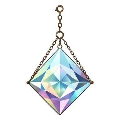 A crystalline hanging chained tiny mirror suncatcher  sticker
